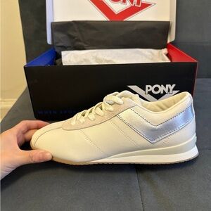 Pony Women's Cream Sneakers with Silver Accent